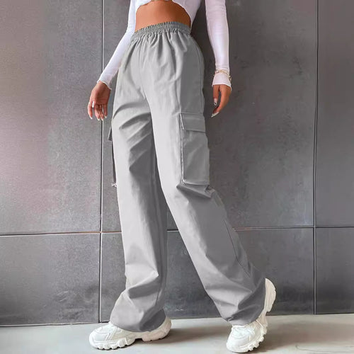Women's cargo pants with side pockets and elastic waistband Lune London
