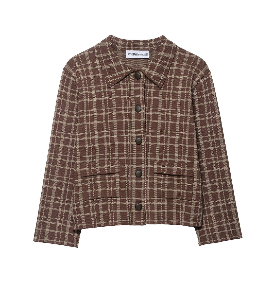 Ladies Chic Short Checkered Jacket