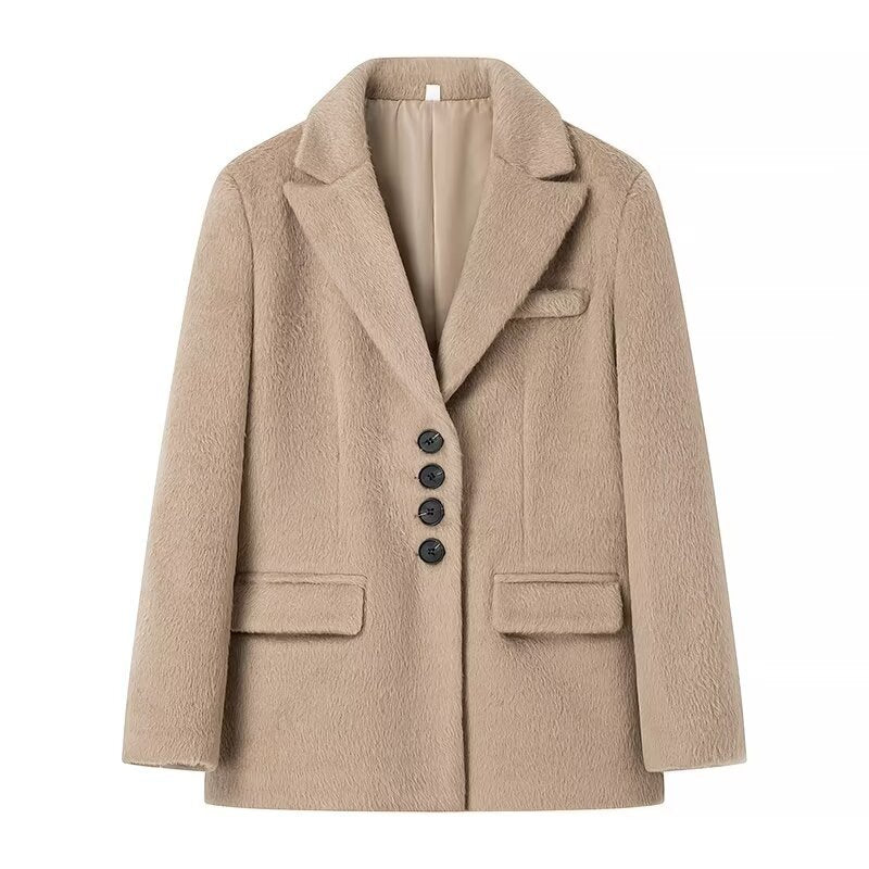Blazer teddy féminin à la mode avec boutonnière élégante Chic & Stil