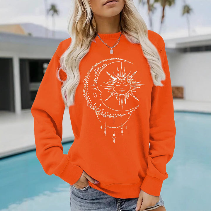 Sweatshirt pour femmes avec un design artistique de soleil et de lune Chic & Stil