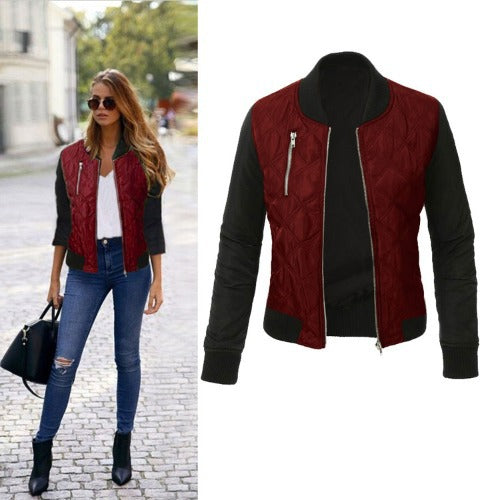 Quilted fashion jacket for women bomber style with zipper Lune Londonl