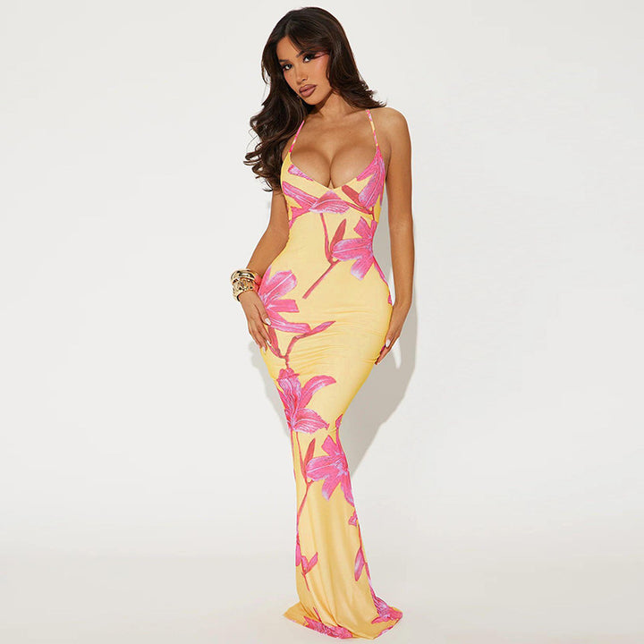 Ladies Elegant Maxi Dress with Chic Floral Print and Style