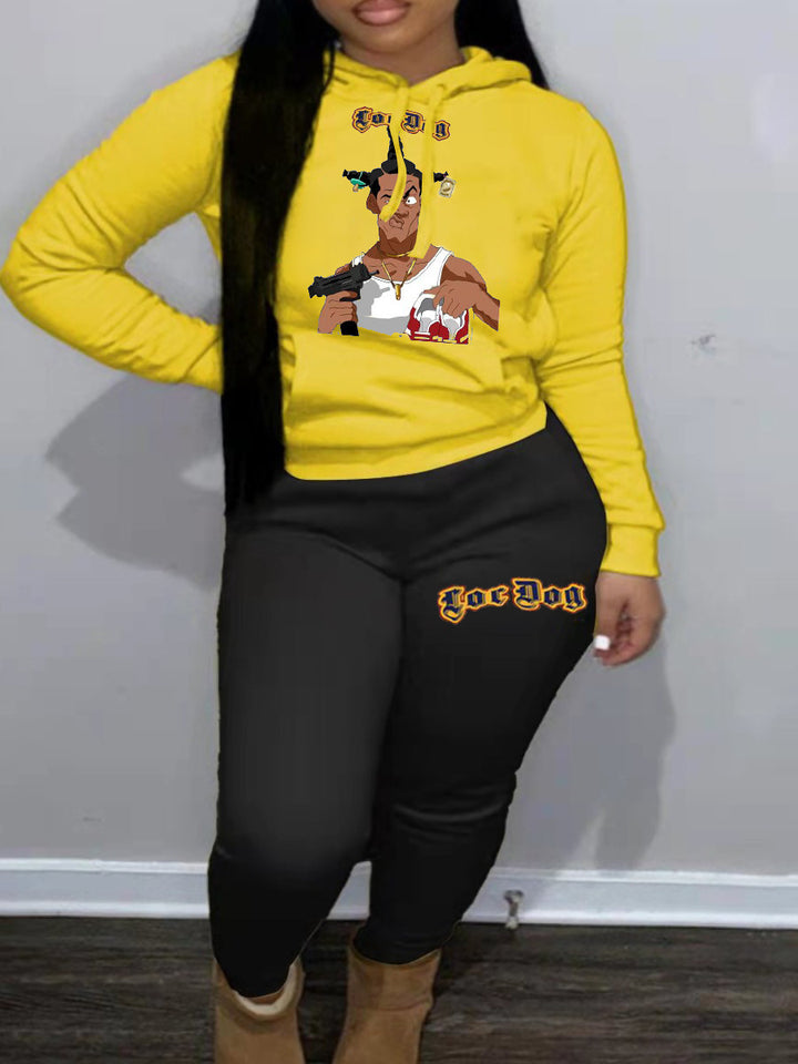Ladies hoodie and jogger set with a catchy graphic design Lune London