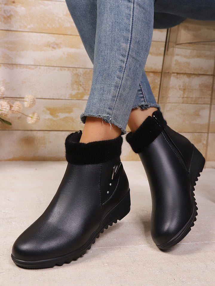 Wedge heel boots for women with soft inner lining and stylish zipper Lune London