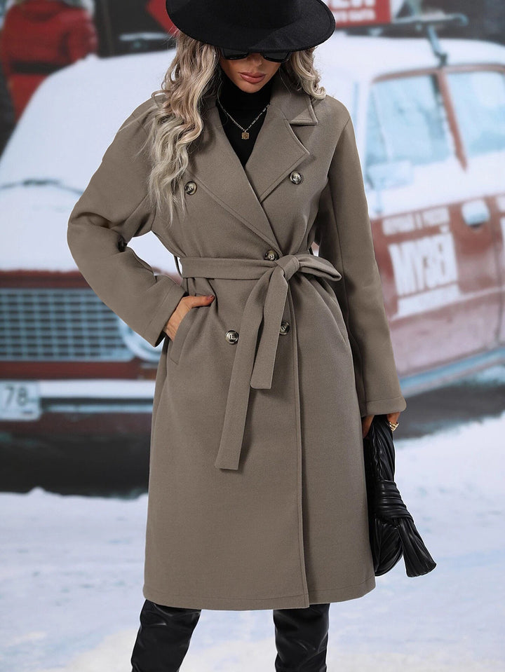 Manteau surdimensionné élégant pour femme avec double patte de boutonnage et ceinture chic Chic & Stil
