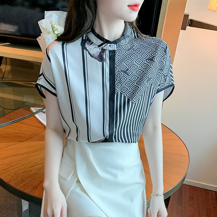Blouse de mode femme avec motif graphique et détails élégants Chic & Stil