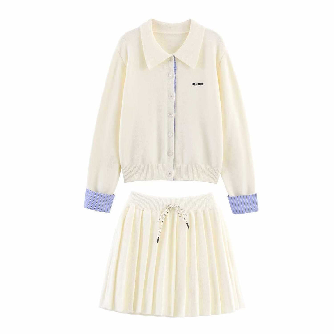 Trendy knit set for women with classic collar Lune London
