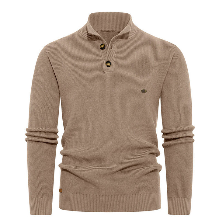Knit sweater for men with button details and modern high collar Lune London