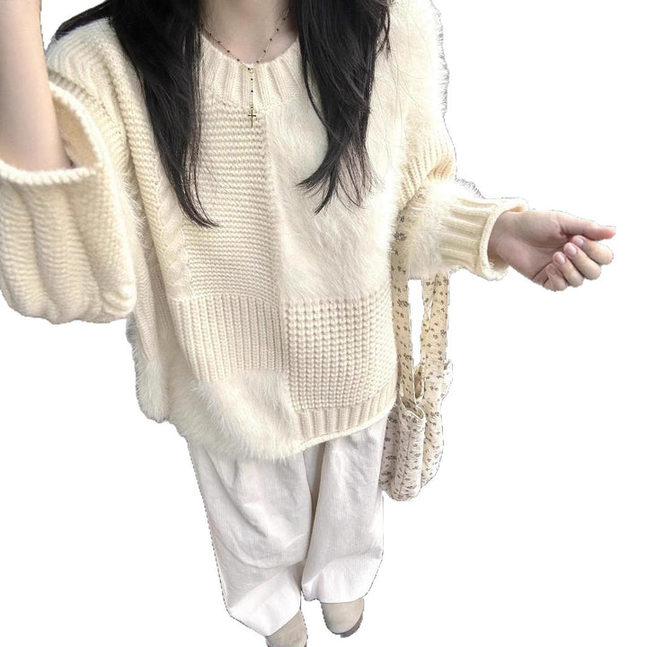 Pull en tricot épais pour femme avec textures variées Chic & Stil