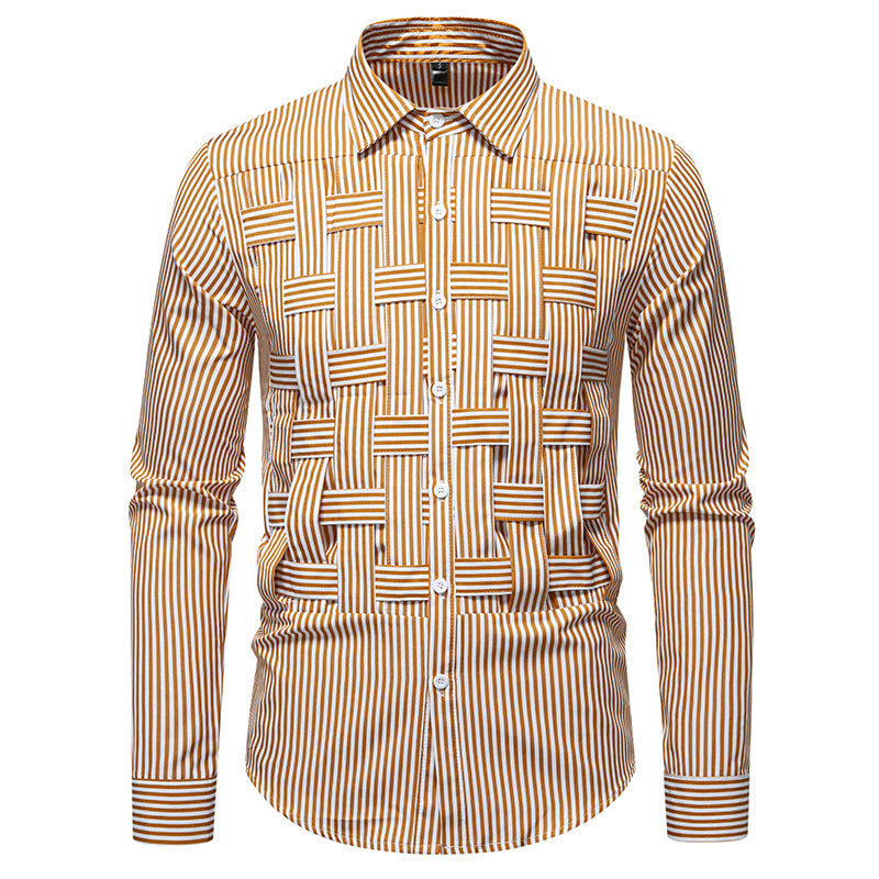 Men's long-sleeve shirt with a modern striped pattern and innovative structure Lune London