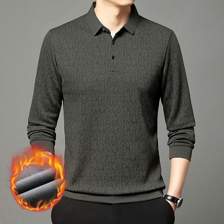 Men's long sleeve polo shirt with textured design and moisture-wicking fabric Lune London