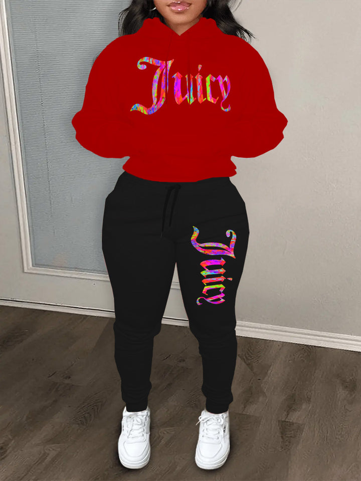 Women's sporty hoodie set and jogger pants with unique graphic print Lune London