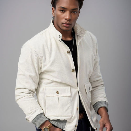 Modern quilted jacket for men with practical pockets and high collar Lune London