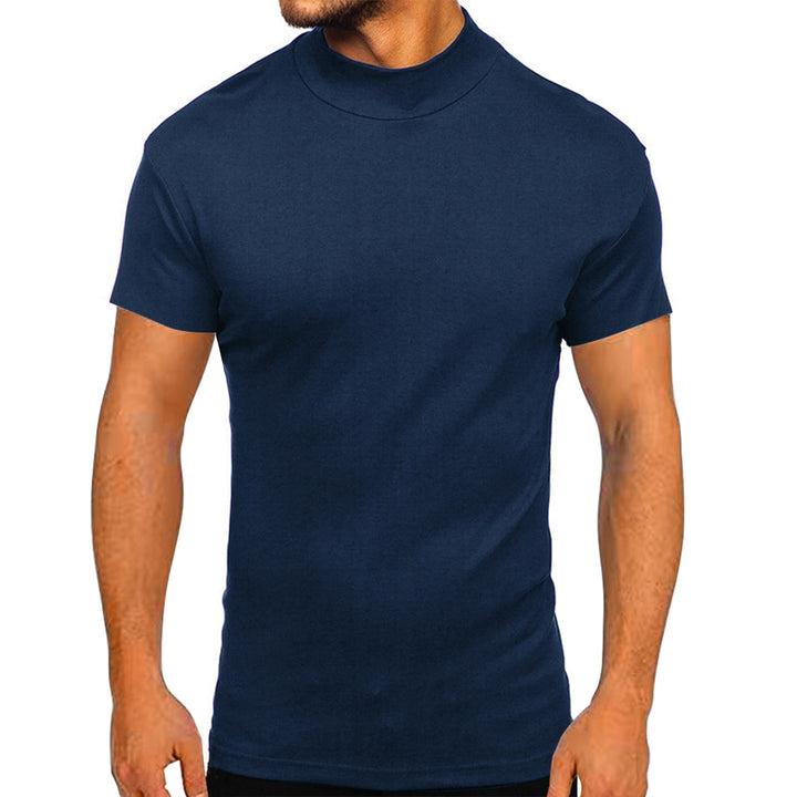 Modern short-sleeved men's t-shirt with high collar and textured design Lune London