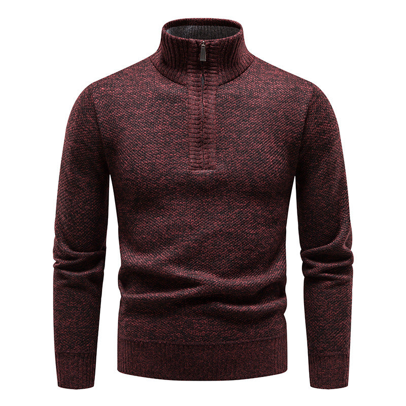 Knitted sweater for men with high collar and zipper Lune London