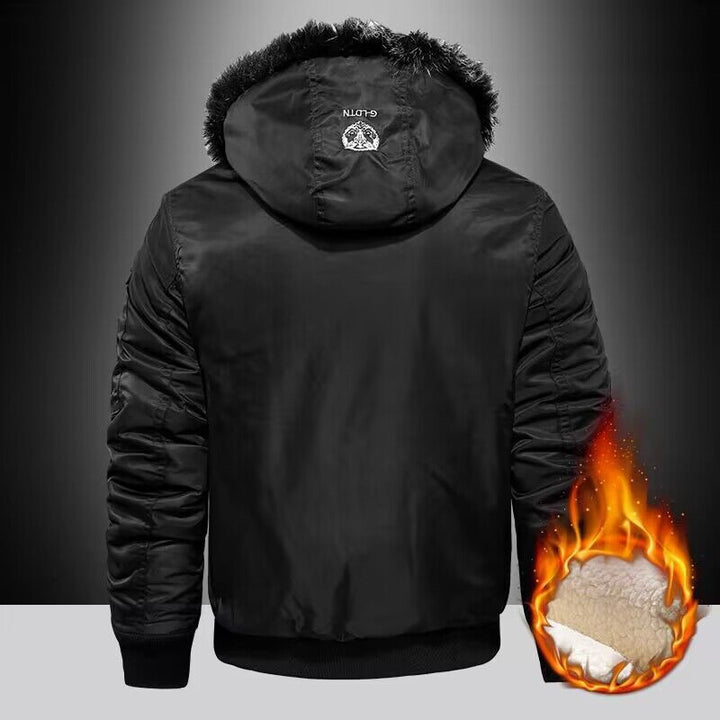 Men's winter padded jacket with removable hood and faux fur collar Lune London