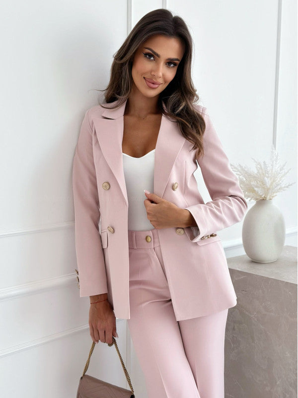 Veste élégante pour femmes à double boutonnage avec boutons dorés Lune London