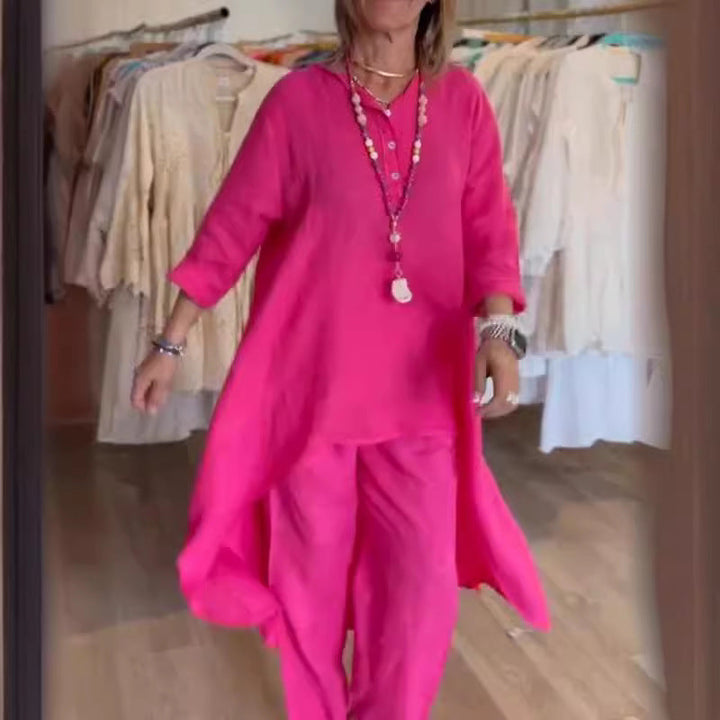 Lune London | Solid Color Leisure Suit Made of Linen for Women