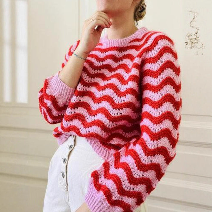 Knitted sweater for women with wavy pattern and generous cut Lune London