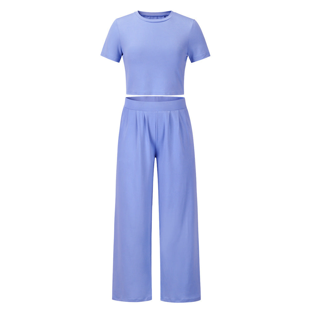 Ladies Comfortable Cotton Crop-top with Wide Pants Lune London