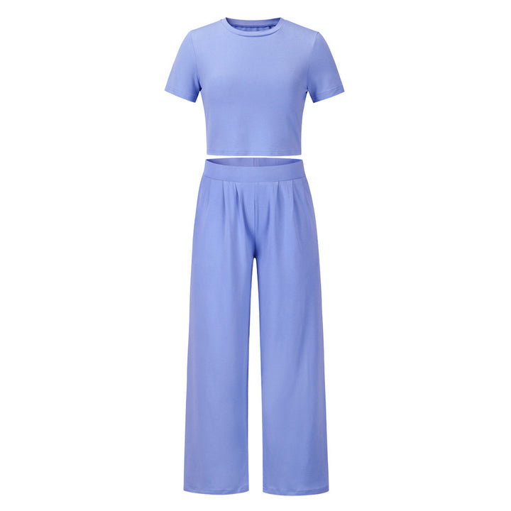 Ladies Comfortable Cotton Crop-top with Wide Pants Lune London