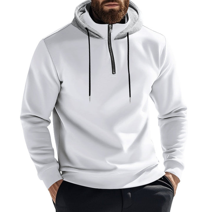 Men's sporty hoodie with half-zip and modern hood construction Lune London