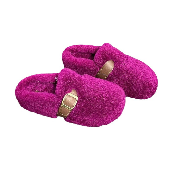 Ladies soft slippers with trendy buckle detail and comfortable sole Lune London