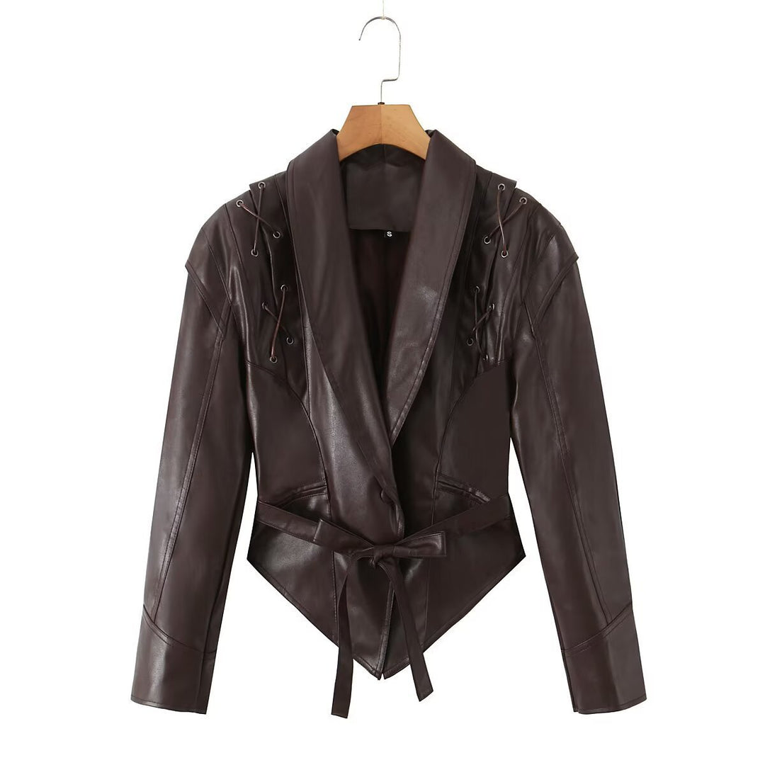 Blazer en cuir designer pour femmes Lune London