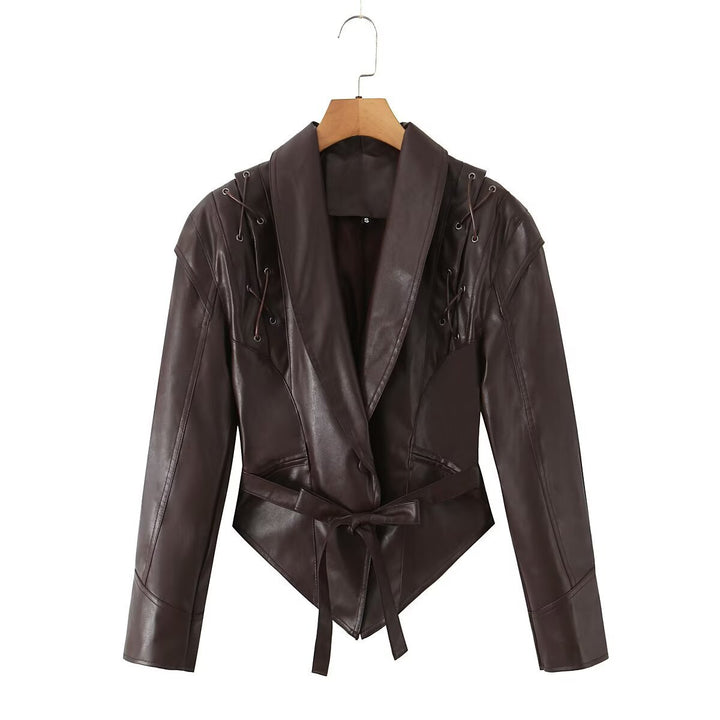 Blazer en cuir designer pour femmes Lune London