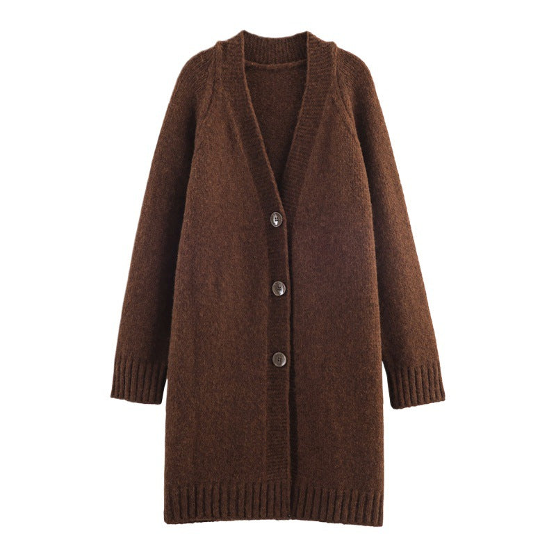 Chunky knit jacket for women with plus size and stylish button placket Lune London