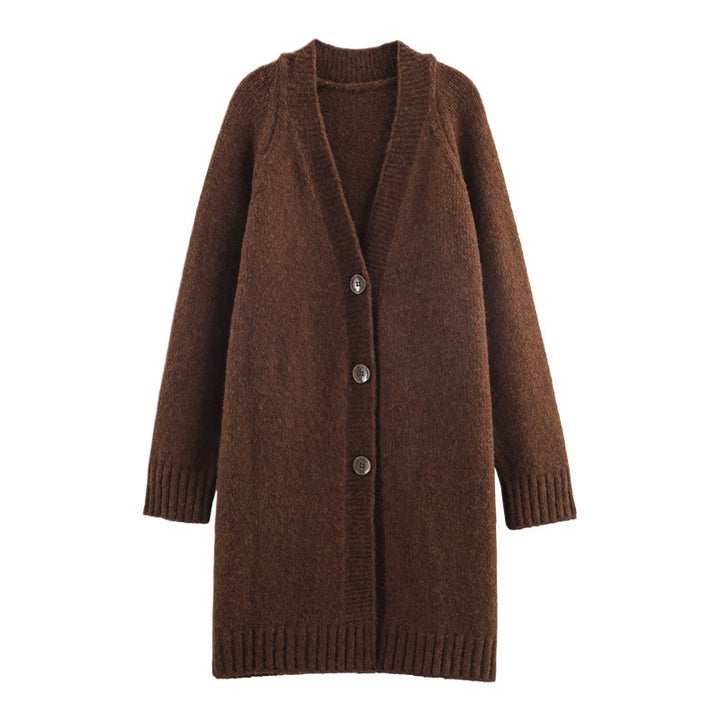 Chunky knit jacket for women with plus size and stylish button placket Lune London