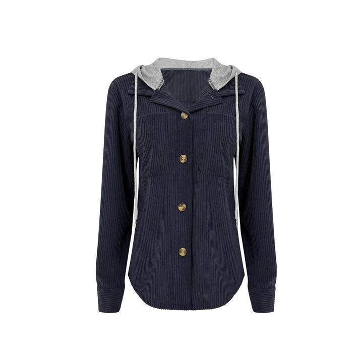 Veste chemise rayée pour femmes avec capuche et poches pratiques Chic & Stil