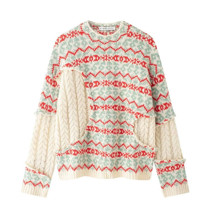 Knitted sweater for women with a colorful pattern and an innovative cut Lune London