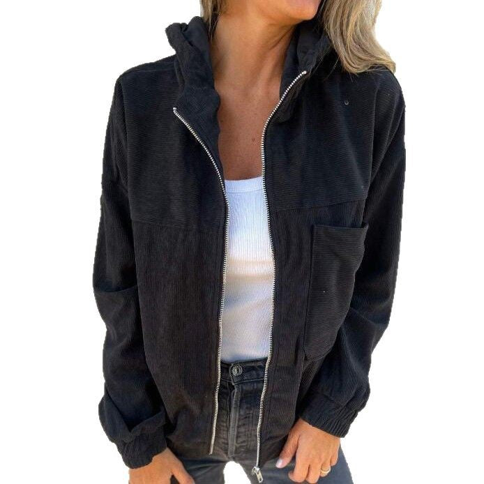 Slightly tailored corduroy jacket for women with practical pockets Lune London