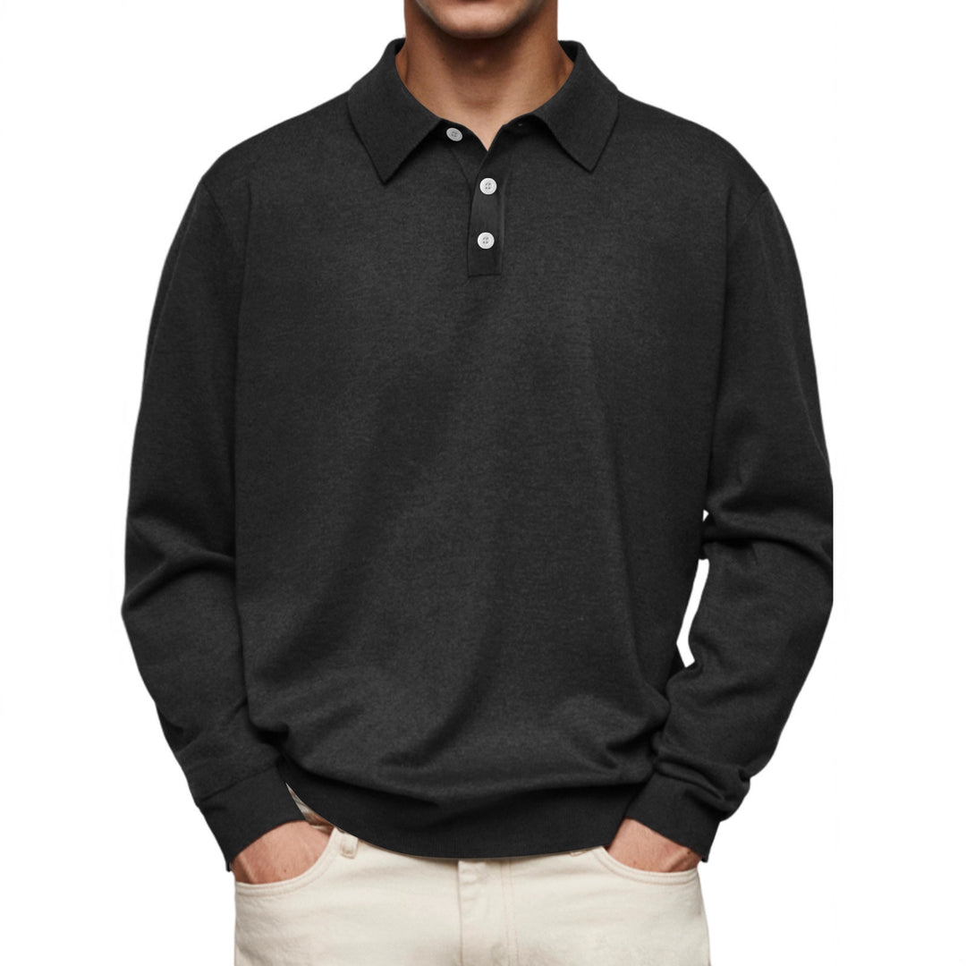 Men's long sleeve polo in soft cotton blend Lune London