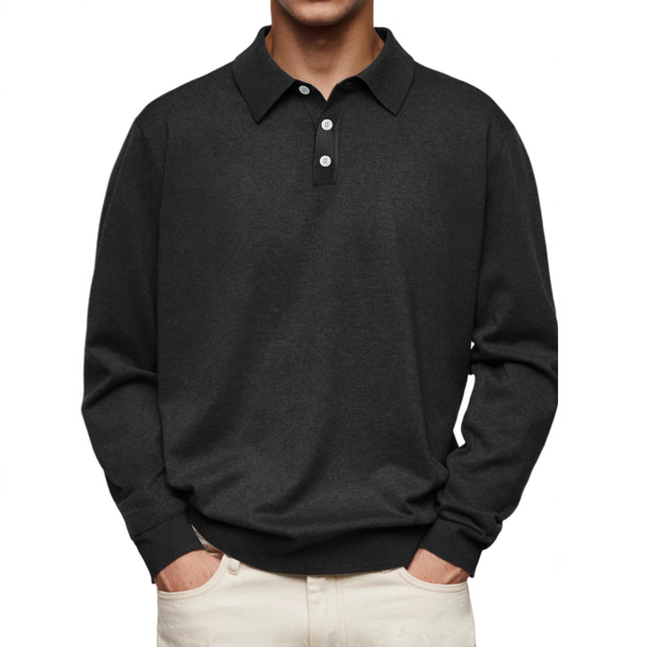 Men's long sleeve polo in soft cotton blend Lune London