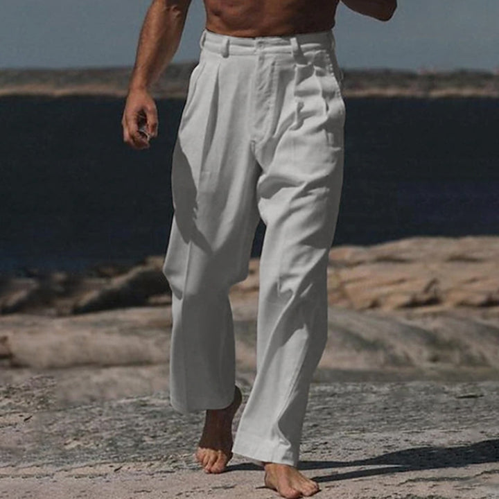 Pantalon en lin élégant pour hommes avec coupe large et grand confort de port Lune London