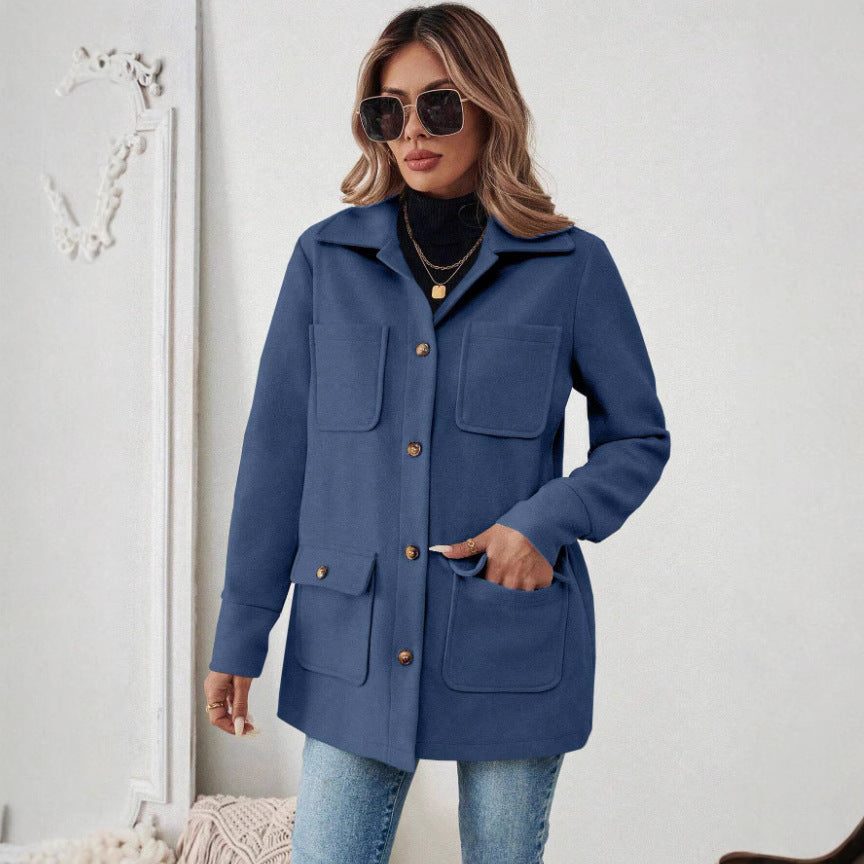 Fashion jacket for women with practical flap pockets and stylish button details Lune London
