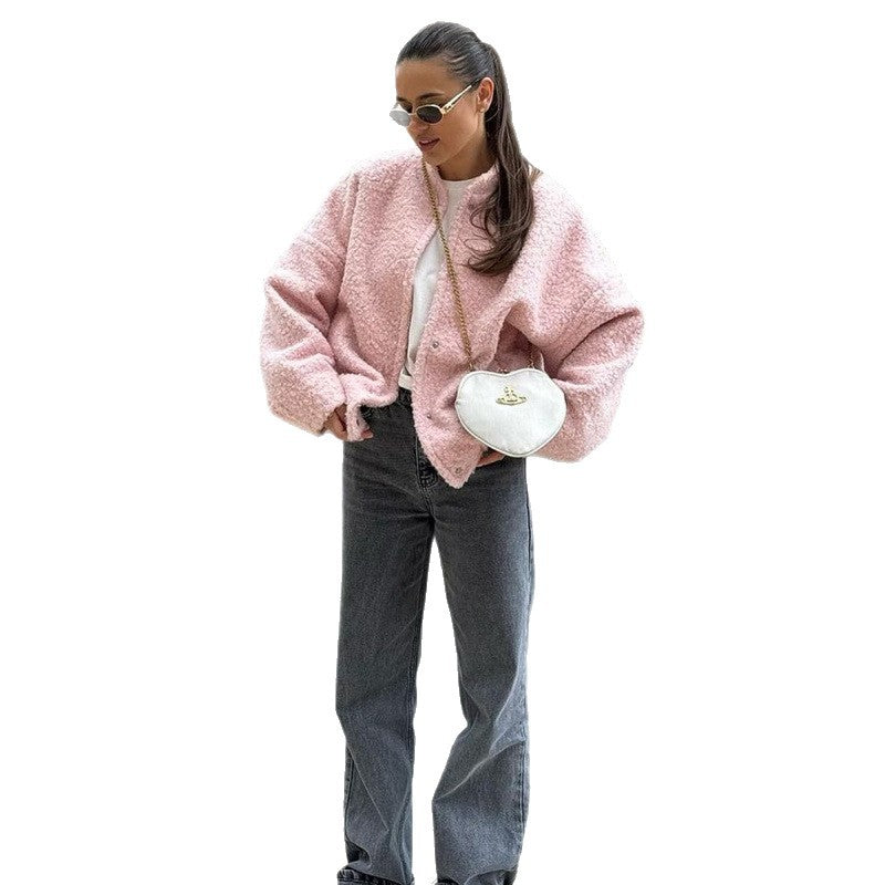 Ladies Cozy Teddy Hoodie Jacket with Side Pockets Lune London