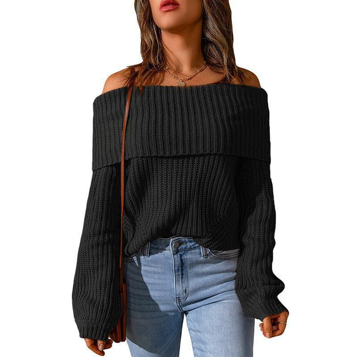 Comfortable knit sweater with off-the-shoulder Lune London