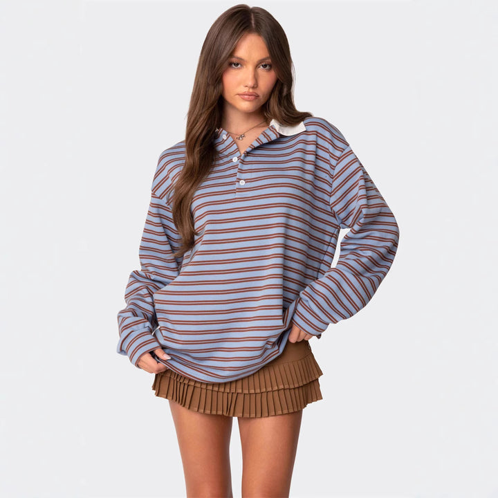 Women's casual polo with striped pattern and comfortable fit Lune London
