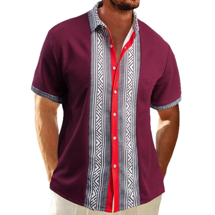 Casual short-sleeve shirt for men with geometric pattern and breathable texture Lune London