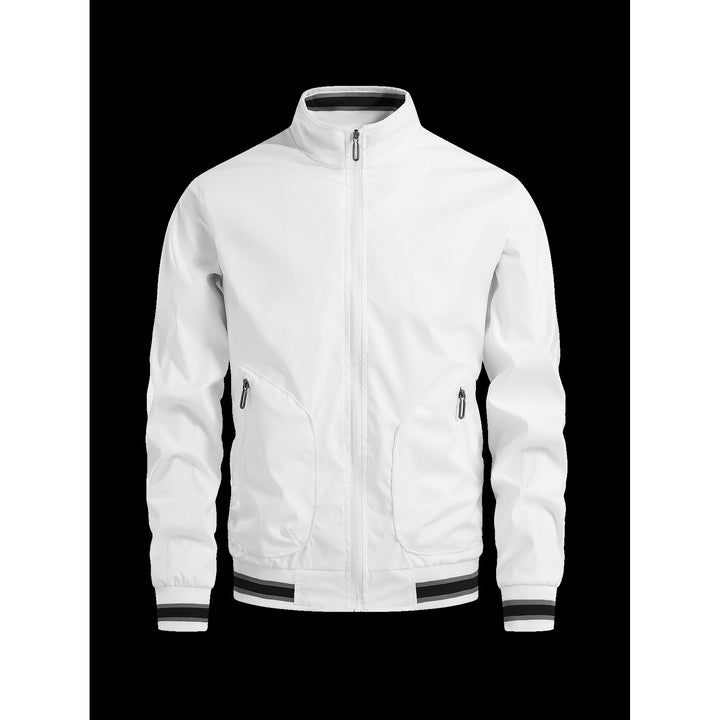 Sporty transition jacket for men with high collar and practical zippered pockets Lune London