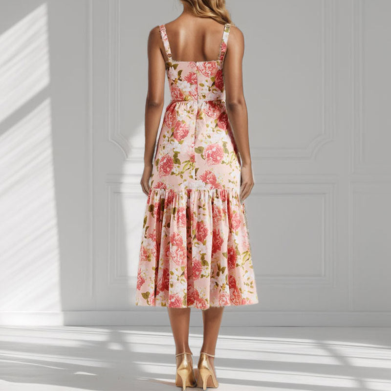Robe à fleurs pour femmes avec ourlet à volants et fines bretelles Chic & Stil