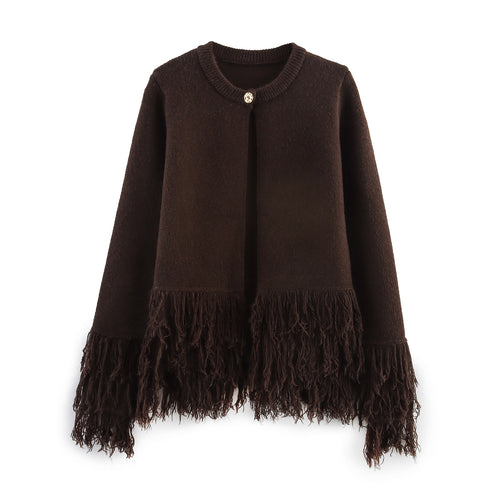 Ladies elegant Cardigan with fringe details Lune London