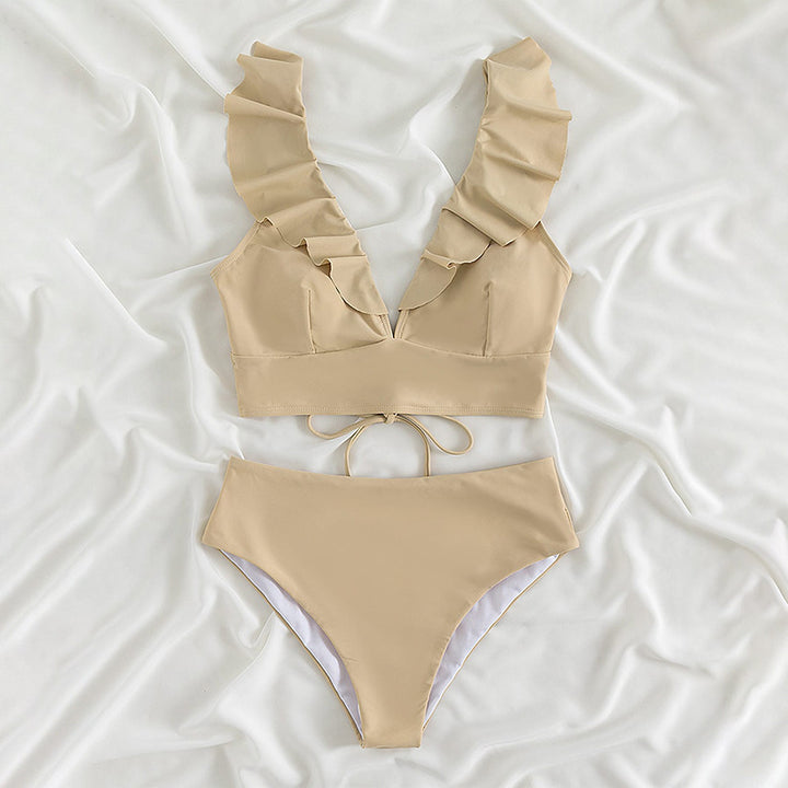 Ladies Ruffle V-Cut Swimsuit Set Lune London