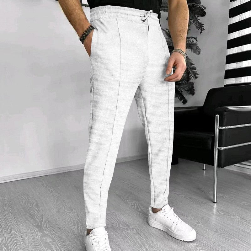 Luxury men's pants with elastic drawstring and textured design Lune London
