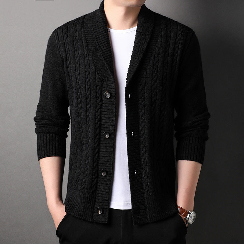 Men's knitted jacket with structured design and chic elegant collar