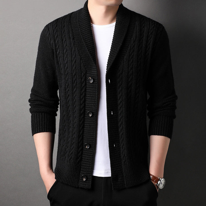Men's knitted jacket with structured design and chic elegant collar
