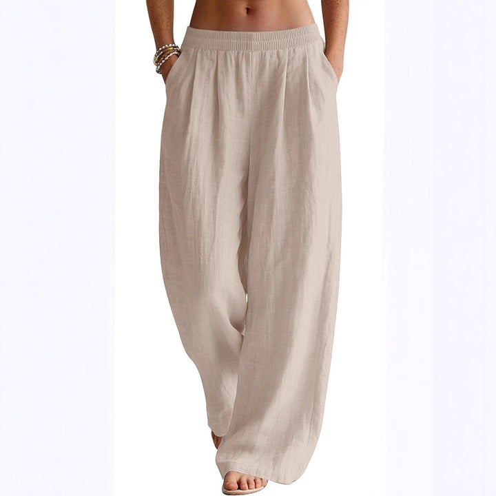 Pantalon en lin pour femme, confortable et décontracté, avec taille élastique Chic & Stil